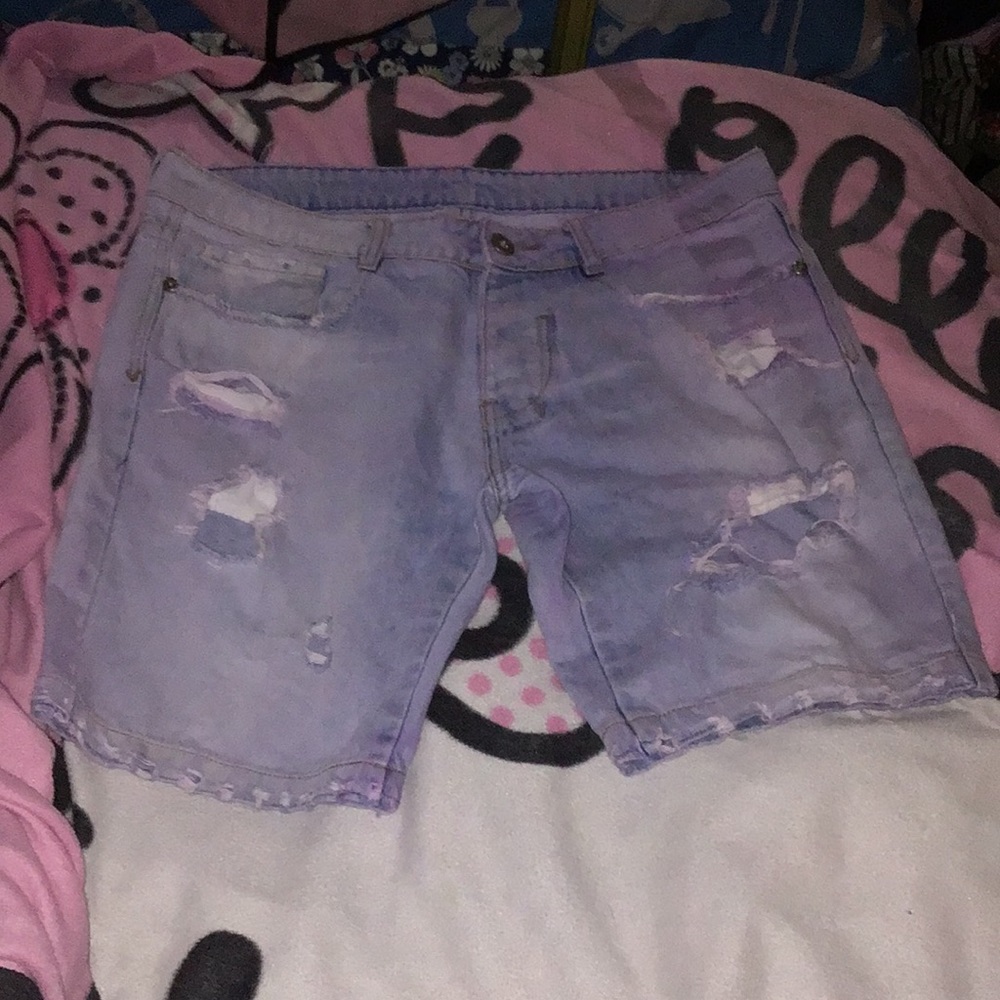 These are Marilyn Manson esc, light jean shorts, one size too small for me.